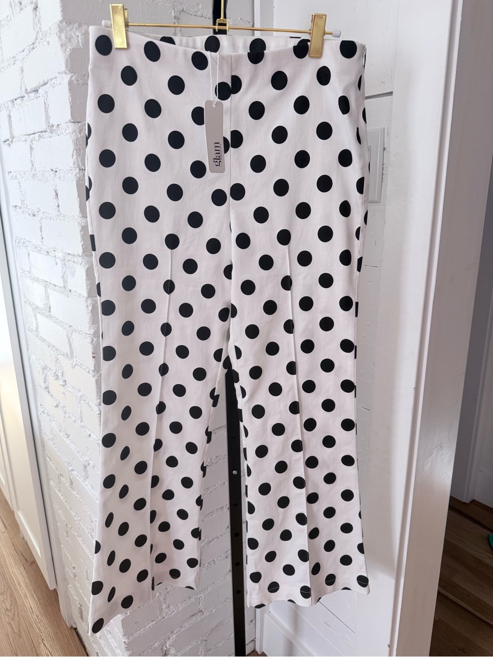 glam Black Polka Dot White cropped Pants